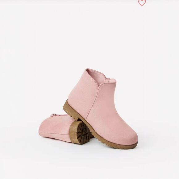 FabKids Chalk Pink Tulip Side Zip Booties - Size 2 - Picture 3 of 5